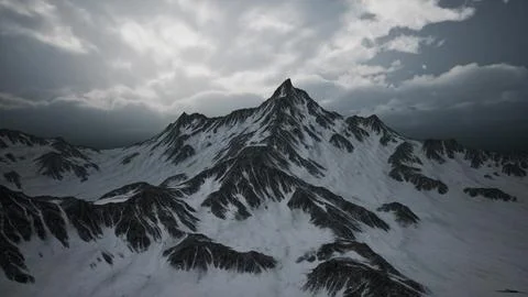 High Altitude Peaks and Clouds Stock Illustration