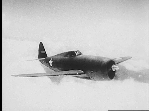 The high altitude performance of the P-47 depends on the turbo engine which isƒ Video stock 75292701