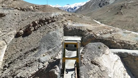 High Altitude Road Over Chicham Bridge in Himachal Pradesh Stock Footage 329331823