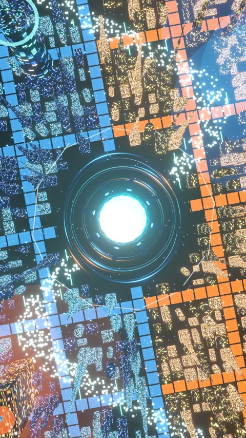 High altitude rotating aerial map showcasing the complex, Vertical 9:16 4K Stock Footage 336840712