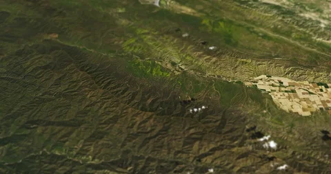High-altitude tracking shot, spring greenery, Southern California, w/ tilt-shift Stock Footage 118529689