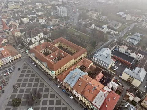 High Altitude View Highlighting Surrounding Red Roof Structures And Internal Stock Photos