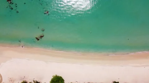 High altitude view of the line of the beach and the sea Stock Footage 171798049