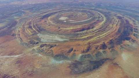 High altitude view of the Richat Structure 4k animation Stock Footage 158040845