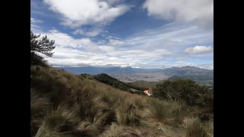 High Altitude Volcanic Landscape Over Quito Valley in the Andes Mountains Stock Footage 334871579