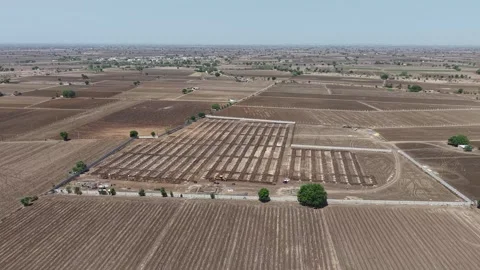 High altitude wide angle drone perspective scanning a vast rural territory of Stock Footage 337479133