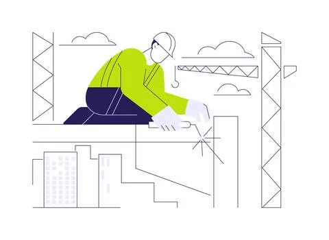 High-altitude work abstract concept vector illustration. Stock Illustration