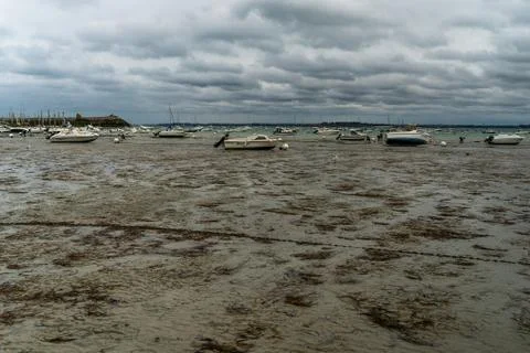 High and low tide in Britanny coast Stock Photos