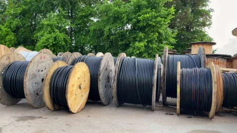 High and low voltage cables. Stock Footage 196885860