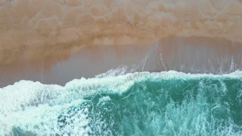 High and powerful waves coming fast to the beach, waves in winter day  Stock Footage 145036681
