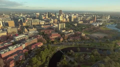High and wide drone shot over Adelaide Stock Footage 204882798