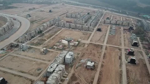 High Angle 4k Drone View Of Beautifull Under Develope Town Stock Footage 247706262