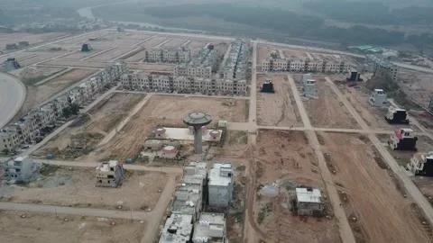 High Angle 4k Drone View Of Beautifull Under Develope Town Stock Footage 247706702