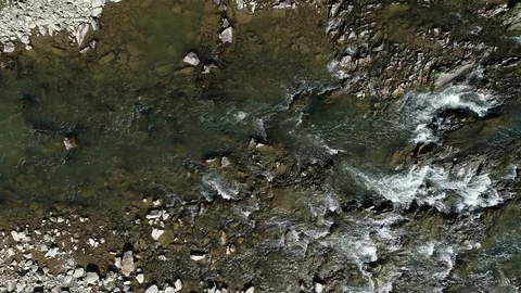 High Angle Aerial Drone Shot Of Raging River In A Forest Stock Footage 101491666