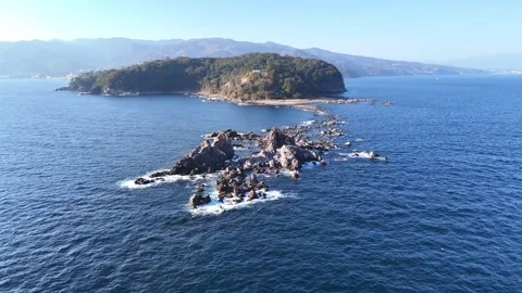 High Angle Aerial Drone Shot of Mitsuishi Rock Formation Stock Footage 329059827