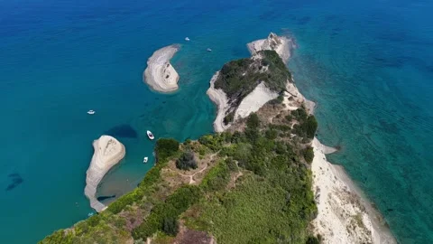 High angle aerial drone shot above the narrow white cliff peninsula of Cape 스톡 동영상 345044774