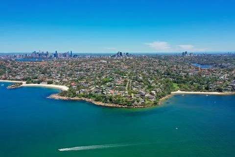 High angle aerial drone view of Edwards Beach and Chinamans Beach in the su.. Stock Photos