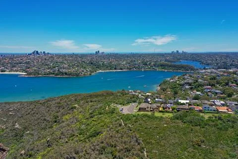 High angle aerial drone view of Edwards Beach and Chinamans Beach in the su.. Stock Photos