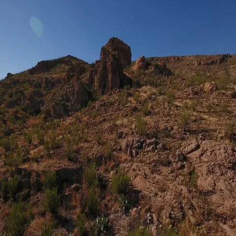High Angle Aerial Flyover Establishing Shot of the Arizona Desert Stock Footage