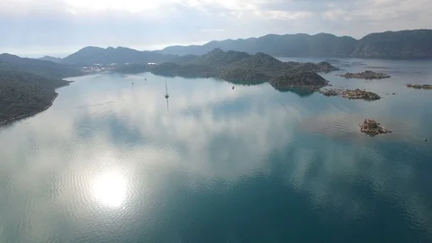 High angle aerial panoramic view of Kekova Bay and Islands. Turkey. DJI-0292-04 스톡 동영상 102490946
