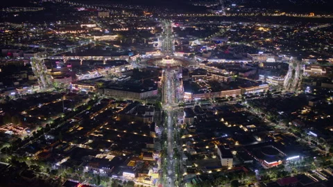 High-Angle Aerial Panoramic View of Tekes Bagua City Nightscape 動画素材 343587196
