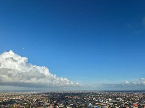 High Angle Aerial Panoramic View of Denpasar Cityscape , Bali, Indonesia Foto stock
