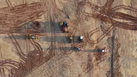 High-angle aerial shot of a construction site 스톡 동영상 344953994