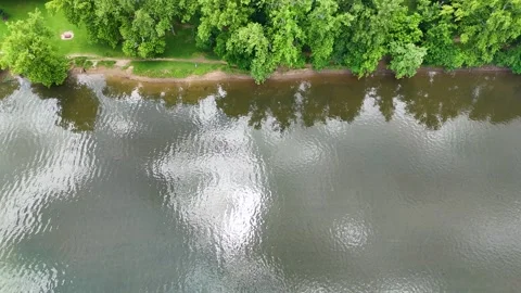 High Angle Aerial Tracking Shoreline, Algonkian Regional Park Stock Footage 342126679