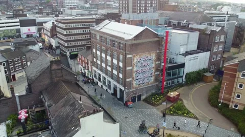 High Angle Aerial view of British Town Luton England Stock Footage 221154507