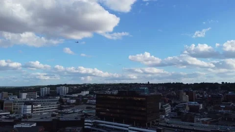 High Angle Aerial view of British Town Luton England Stock Footage 221154652