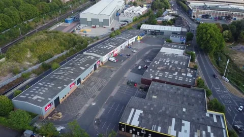 High Angle Aerial view of British Town Luton England Stock Footage 221154843