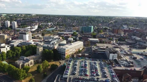 High Angle Aerial view of British Town Luton England Stock Footage 221155042