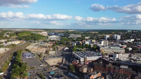 High Angle Aerial view of British Town Luton England Stock Footage 221155580