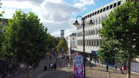 High Angle Aerial view of British Town Luton England Stock Footage 221159237