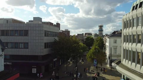 High Angle Aerial view of British Town Luton England Stock Footage 221159331