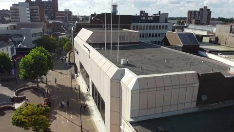 High Angle Aerial view of British Town Luton England Stock Footage 221159385