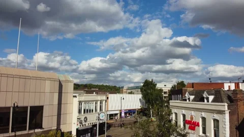 High Angle Aerial view of British Town Luton England Stock Footage 221159421