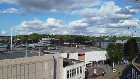 High Angle Aerial view of British Town Luton England Stock Footage 221159462