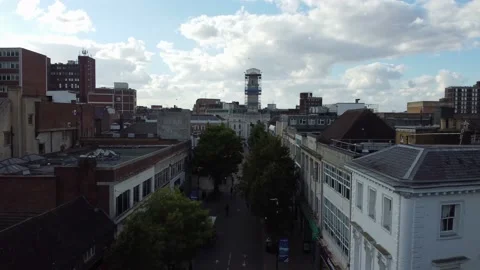 High Angle Aerial view of British Town Luton England Stock Footage 221159673