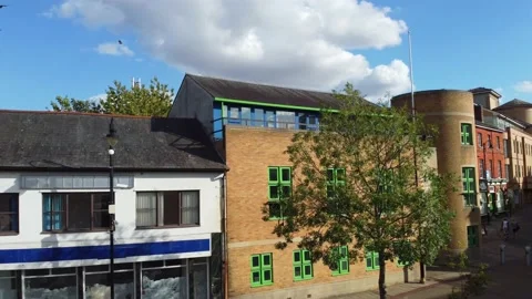 High Angle Aerial view of British Town Luton England Stock Footage 221159726