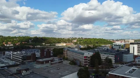 High Angle Aerial view of British Town Luton England Video stock 221159978