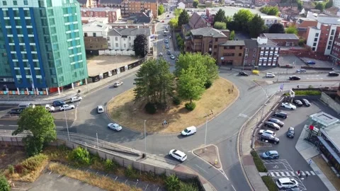 High Angle Aerial view of British Town Luton England Stock-Footage 221160003