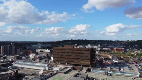 High Angle Aerial view of British Town Luton England Stock Footage 221160300