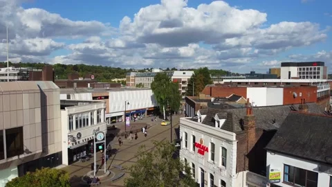 High Angle Aerial view of British Town Luton England Stock Footage 221160377