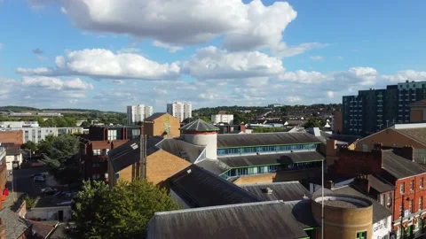 High Angle Aerial view of British Town Luton England Stock Footage 221160411