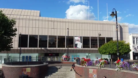 High Angle Aerial view of British Town Luton England Stock Footage 221160455