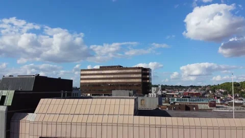 High Angle Aerial view of British Town Luton England Stock Footage 221160517