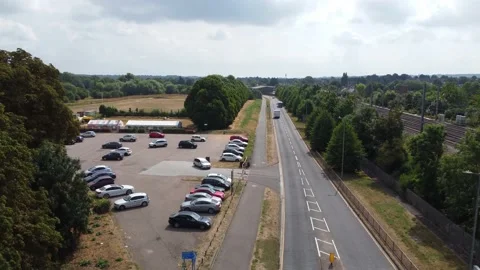 High Angle Aerial view of British Town Luton England Stock Footage 221195062