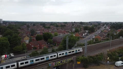 High Angle Aerial view of British Town Luton England Stock-Footage 221195722