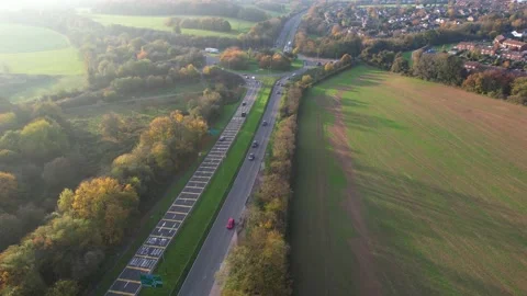 High Angle Aerial view of British Town Luton England Stock Footage 221305791